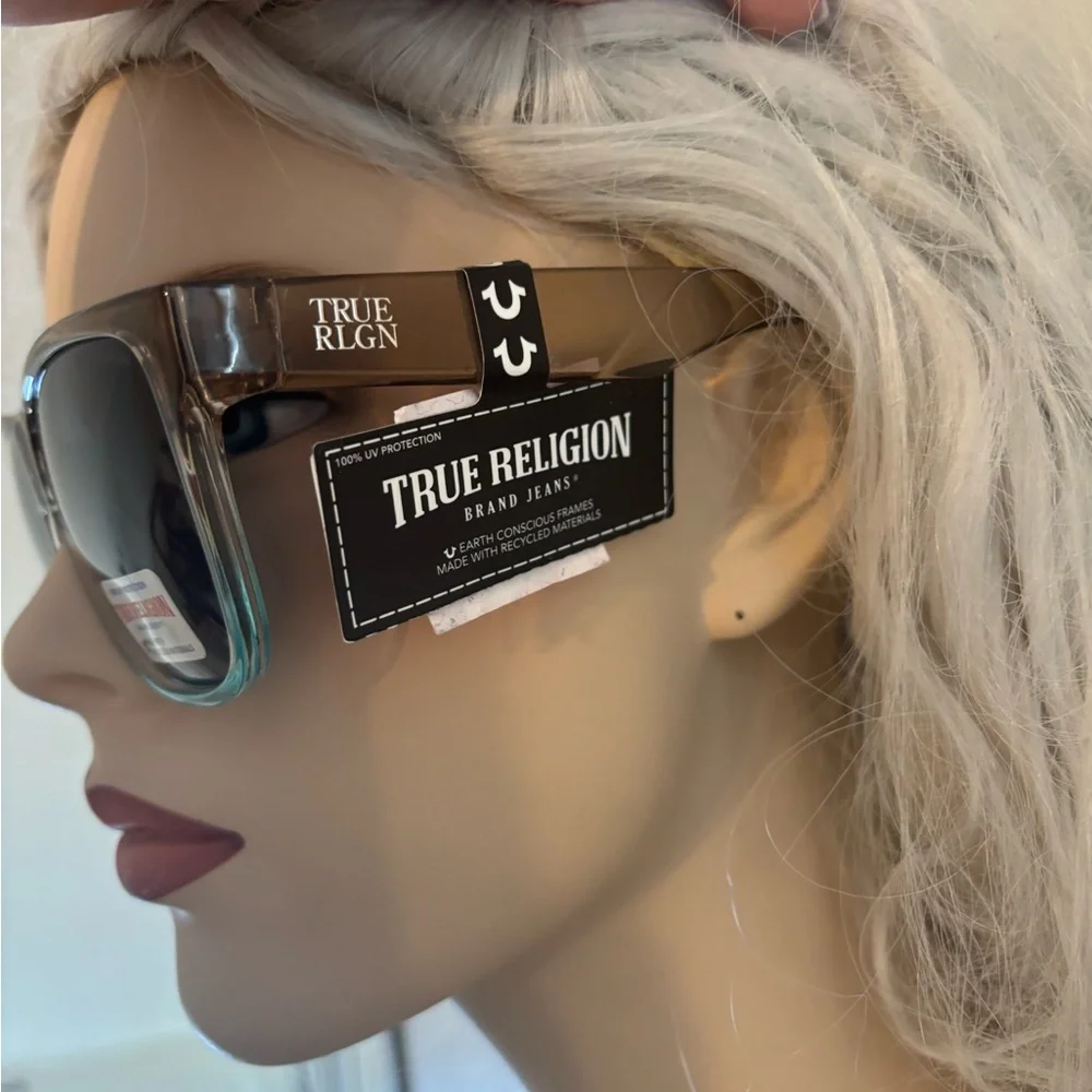 NWT True Religion Blue and Tan Sunglasses - Picture 3 of 6